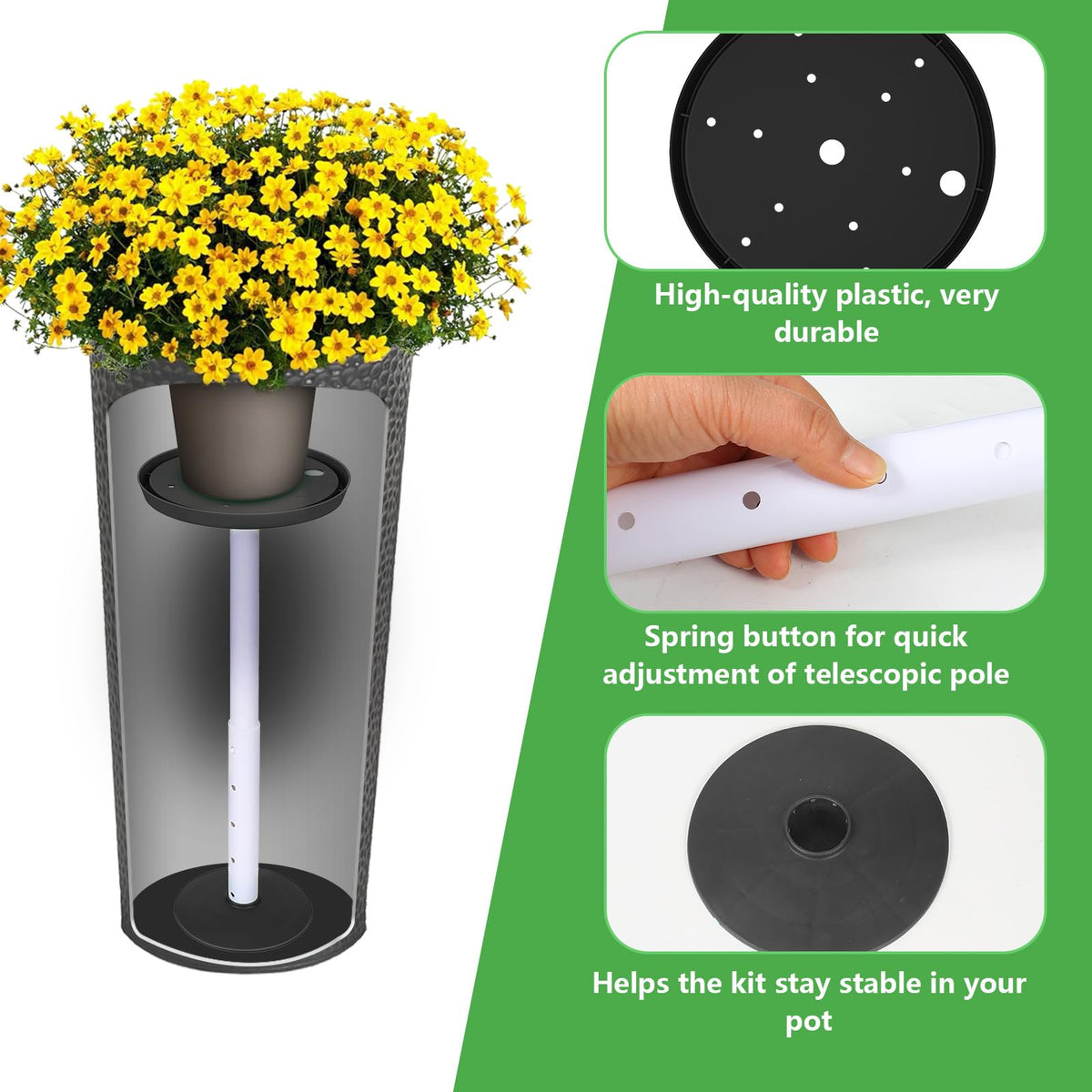 CYTMALHG stable base design keeps planters steady on any surface.