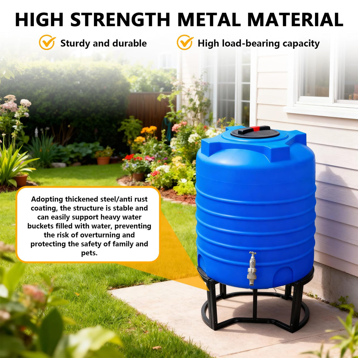 CYTMALHG stand elevates 45-55 gallon drums for easier water access.