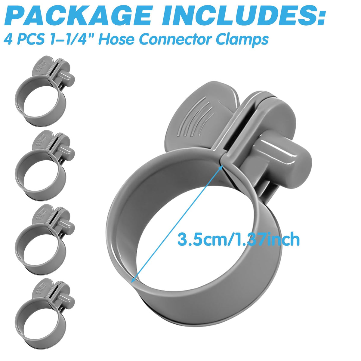 CYUXING clamps installed on 1-1/4 inch hoses ensure watertight connections