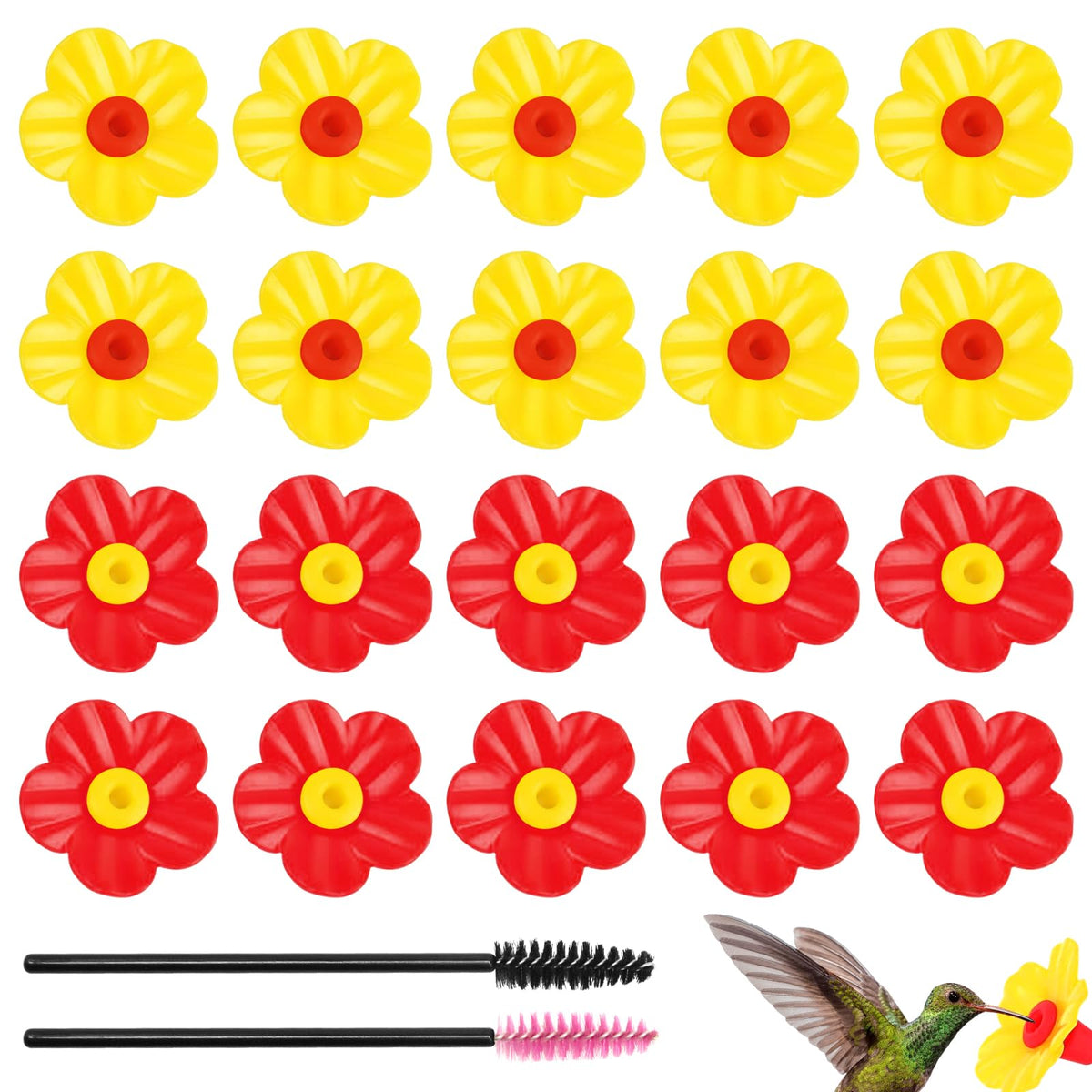 CYUXING red replacement flower for hummingbird feeder, durable and vibrant for outdoor feeding