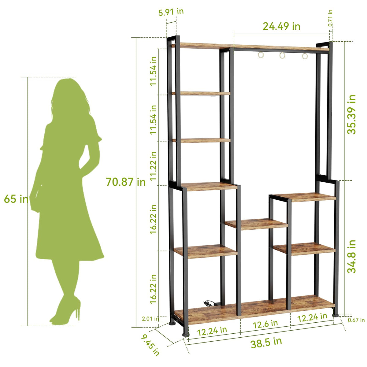 CYXPHION C2 8 pot stands and 3 hanging hooks keep plants organized