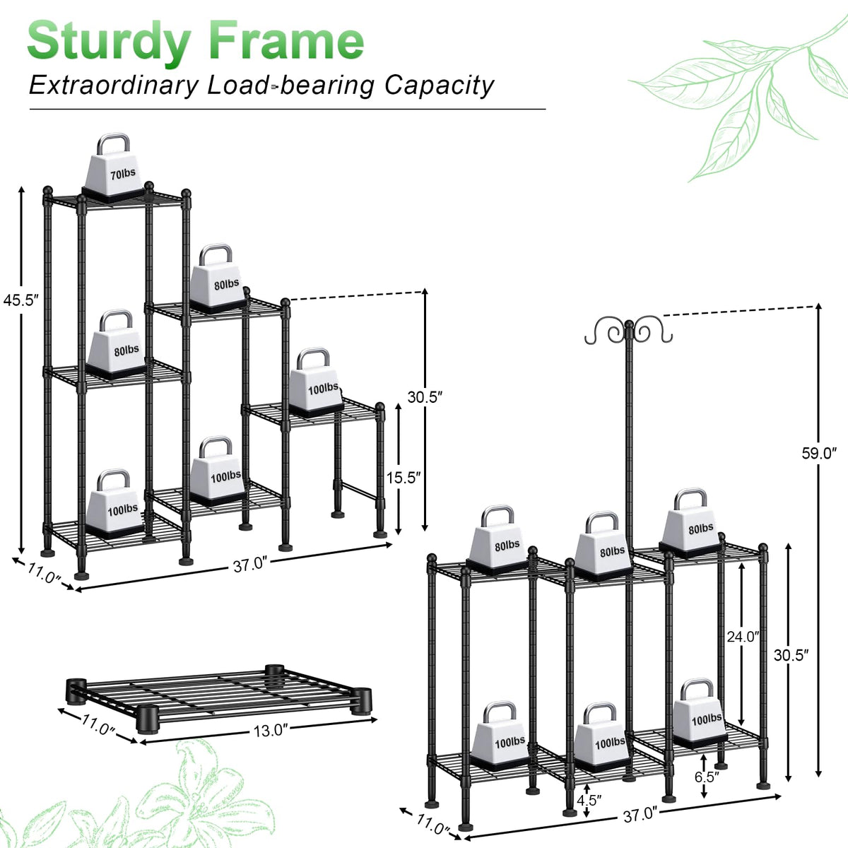 CYXPHION durable sturdy frame holds even heavy plants with stable wobble-free performance.