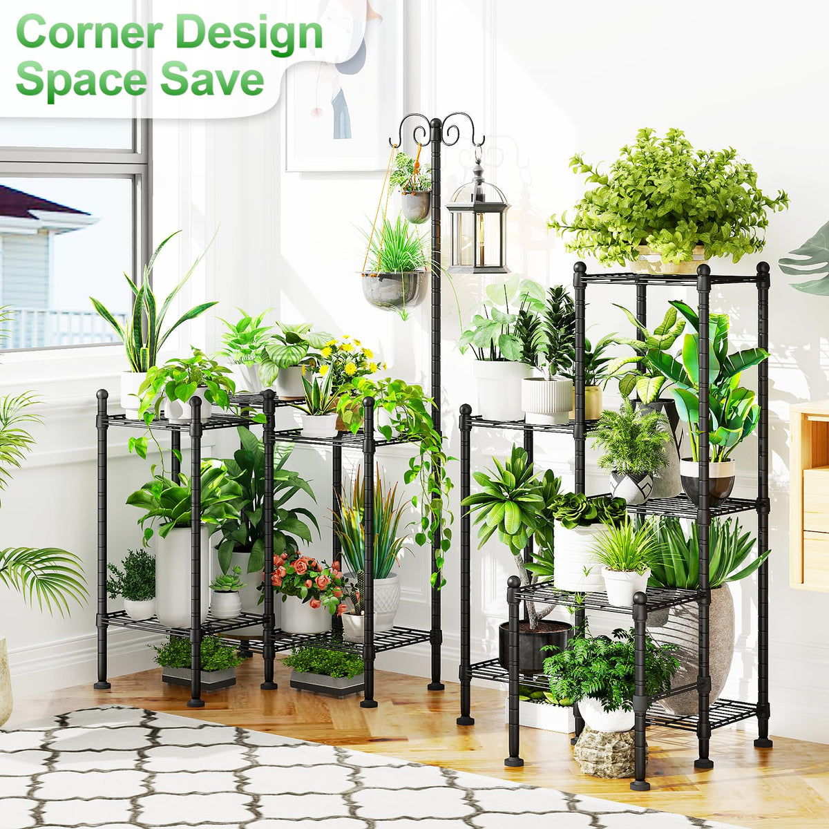 CYXPHION indoor-outdoor rack blends with modern spaces and outdoor patios.