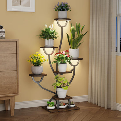 CYXPHION plant stand with grow lights front view, three full-spectrum lamps support healthy growth.
