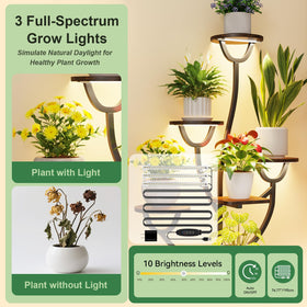 CYXPHION plant stand with grow lights side view, ideal for compact corner placement.