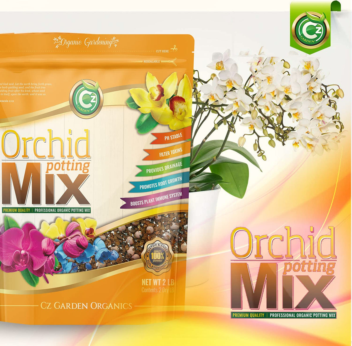 Cz Garden Supply Fresh Fir Bark aroma enhances workspace for orchid care.