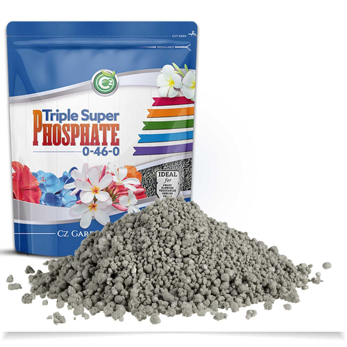 Cz Garden Supply triple super phosphate 0-46-0 bag for nutrient boost to flowering plants