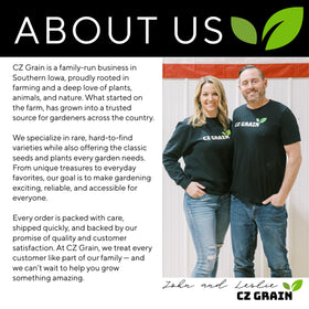 CZ Grain seed packet showing planting guide for success.
