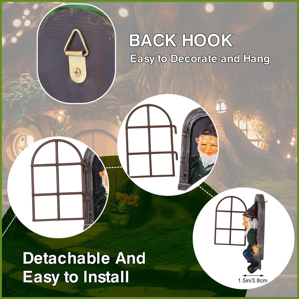 Czlotyh fairy door decor welcomes guests with a cozy garden entrance.
