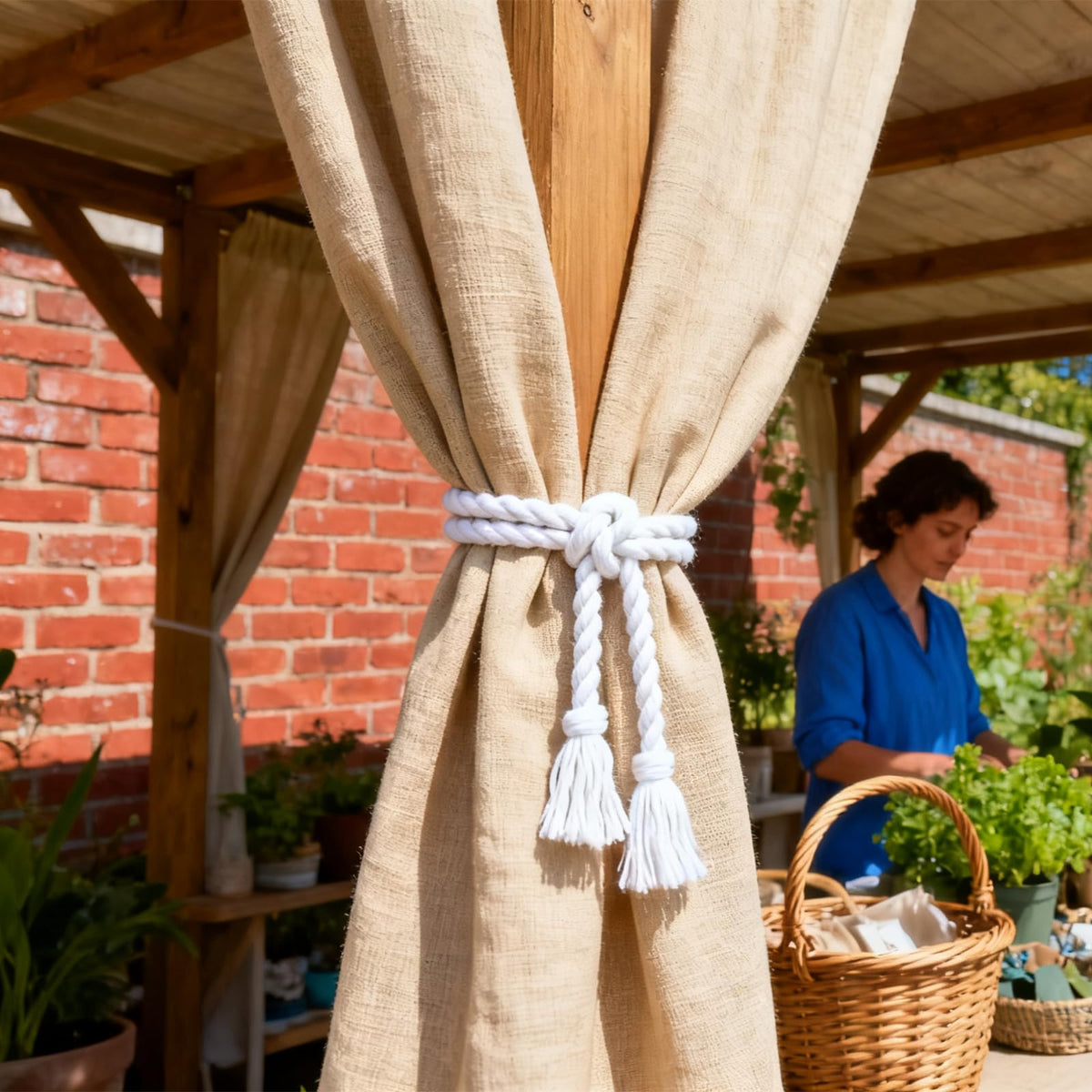 Czoynife cotton rope curtain tiebacks for a soft rustic feel