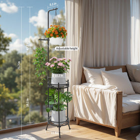 CZWL&HG 2-tier plant stand with tools-free setup and included hardware.