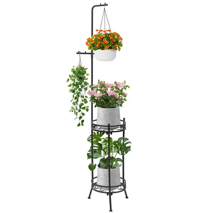 CZWL&HG hanging plant stand 2-tier vertical display; space-saving corner solution.