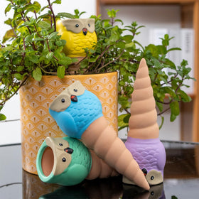 CZWL&HG terracotta owl watering spike in soil delivers steady moisture