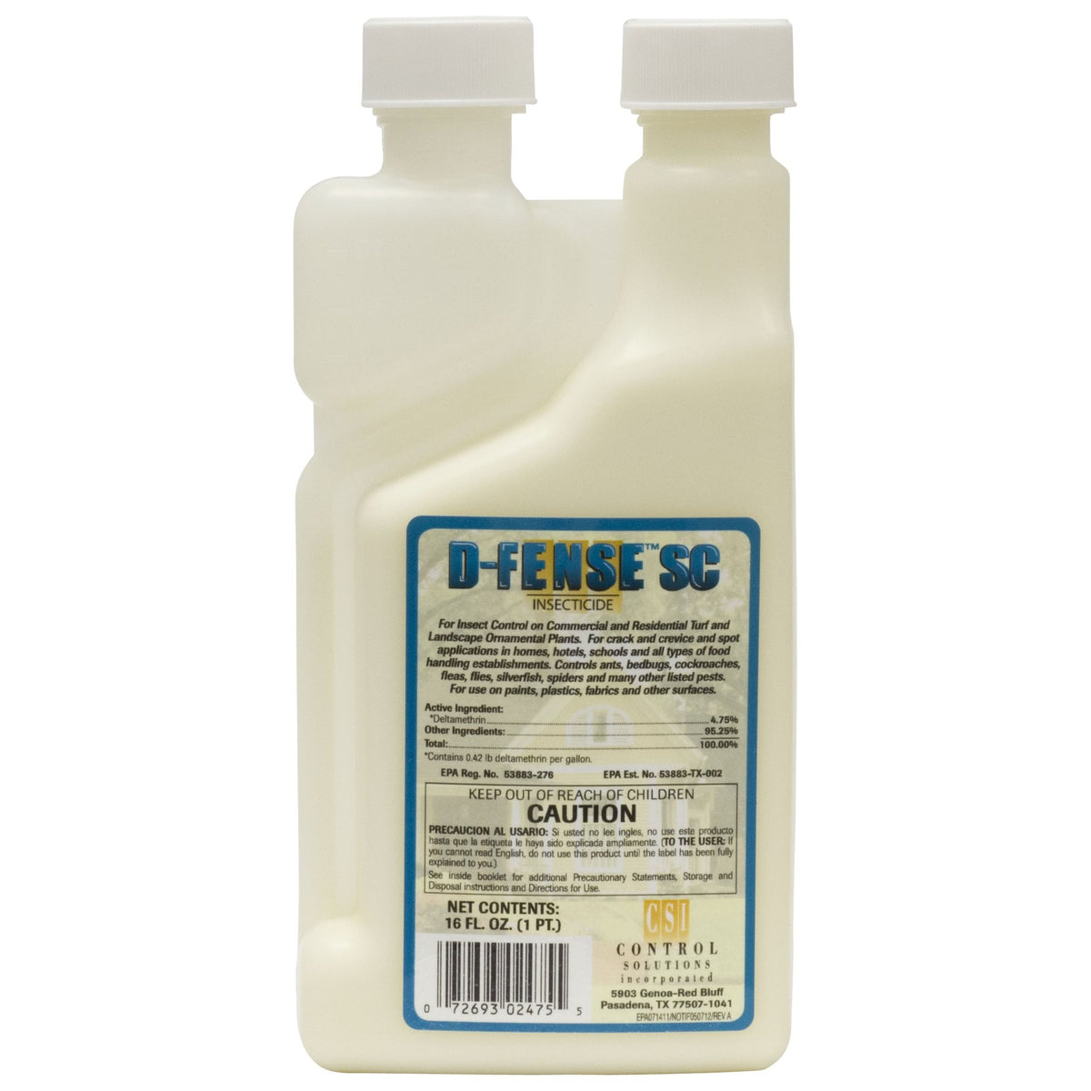 D-Fense SC deltamethrin insecticide pint bottle for indoor crack-and-crevice pest control.