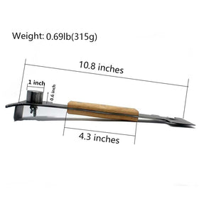 Dabkanna bee hive tool J-hook end in use for frame manipulation.