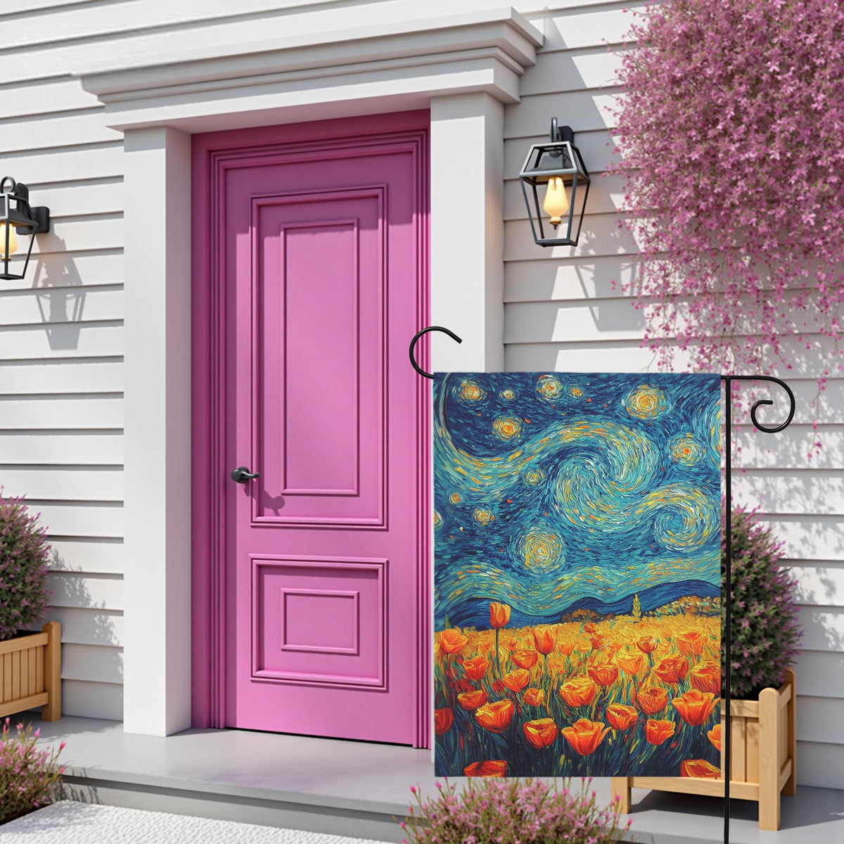 Dacawin bright tulip field flag, colorful focal point for porch or yard.