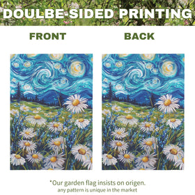 Dacawin Green meadow with blue wildflowers complements the daisies in the flag.