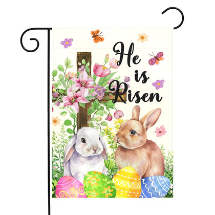 Dacawin He Is Risen Easter flag with blooming lilies enhances garden decor