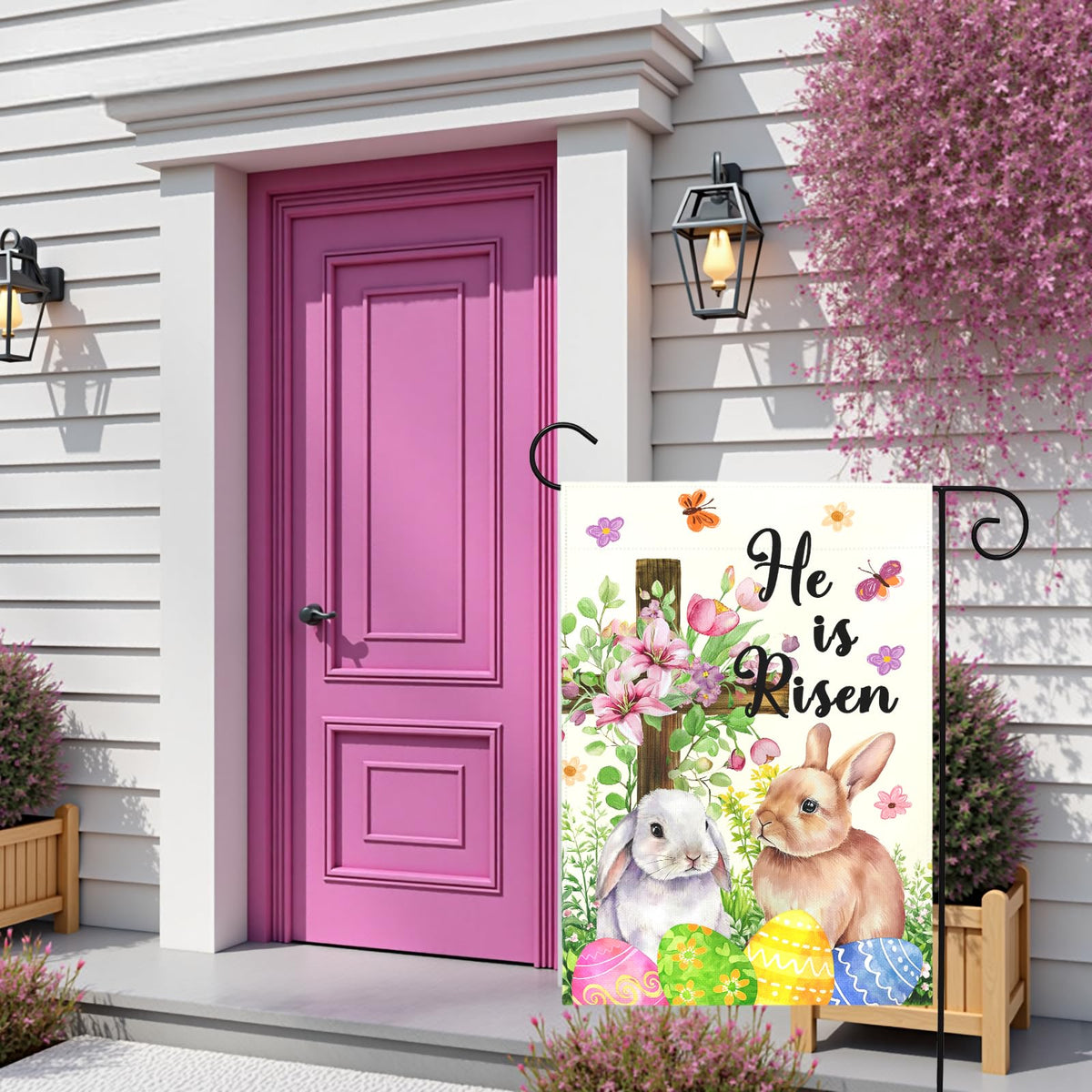 Dacawin He Is Risen Easter flag designed for durable outdoor use