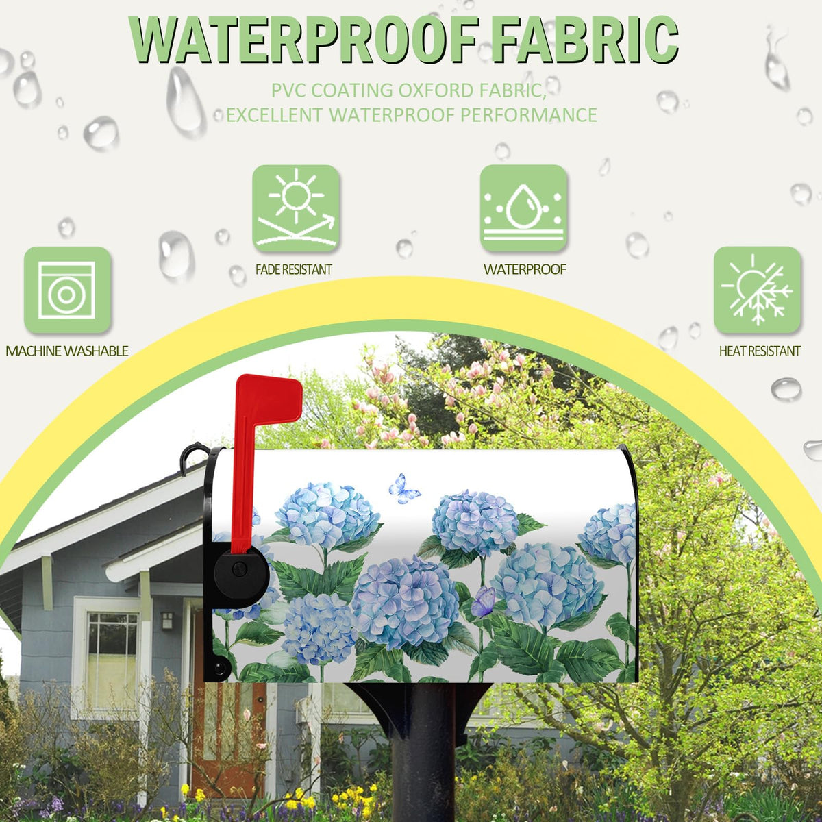 Durable fabric of Dacawin hydrangea mailbox cover withstands outdoors