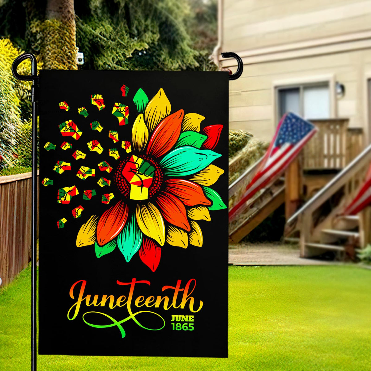 Dacawin Juneteenth garden flag enhances outdoor decor for celebrations.