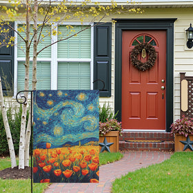 Dacawin orange tulips garden flag, double-sided print for front and back visibility.