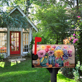 Dacawin rustic mailbox wrap with summer flowers protects mailbox exterior