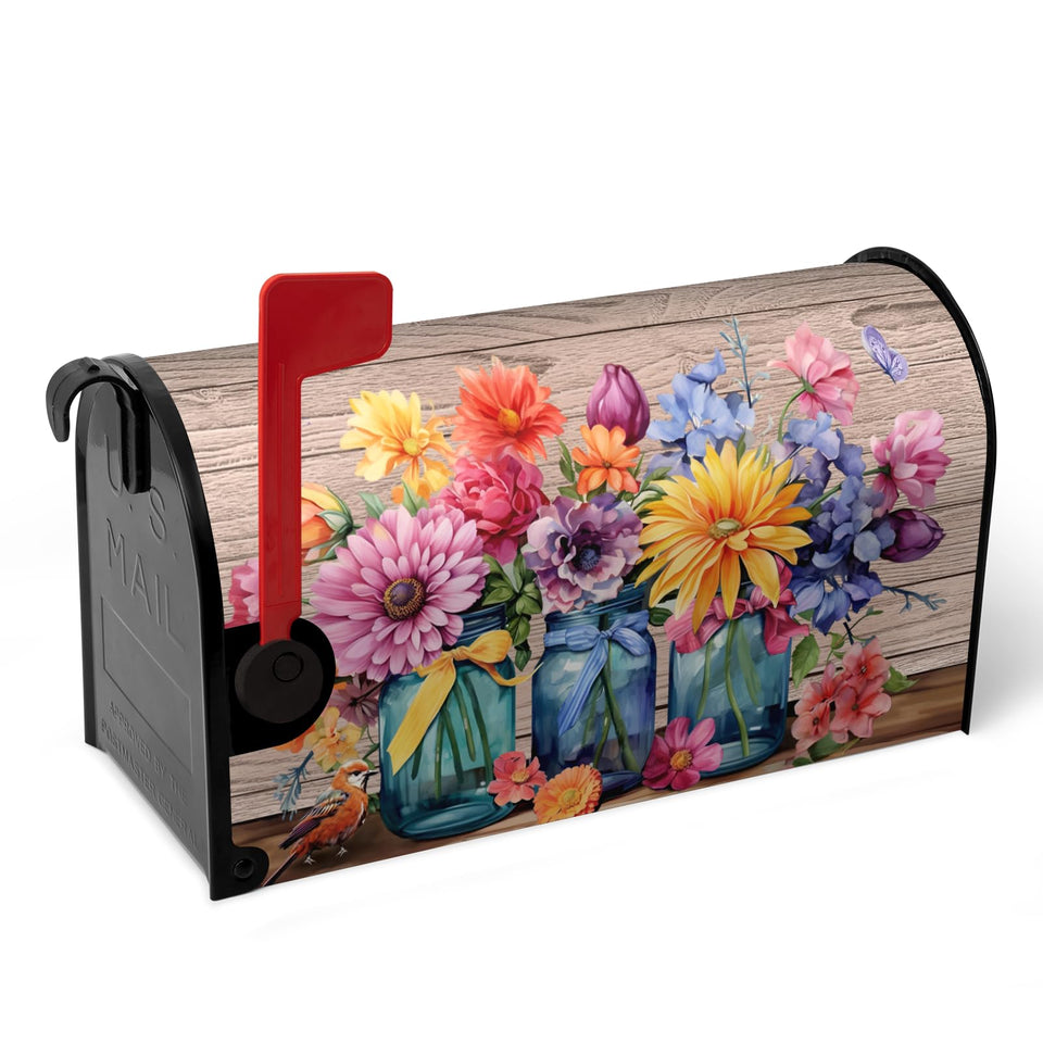 Dacawin spring floral mailbox cover with butterfly-daisy pattern enhances curb appeal