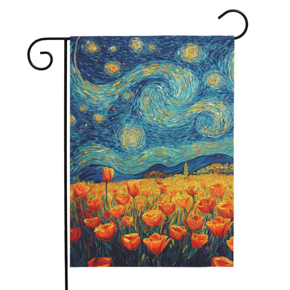 Dacawin spring tulip flag with starry night sky boosts curb appeal.