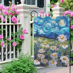 Dacawin Van Gogh–inspired starry sky flag captures swirling blues from multiple angles.