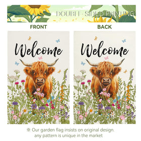 Dacawin Welcome flag on porch adds seasonal greeting to guests.