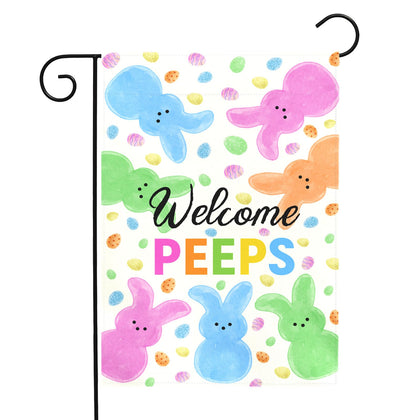 Dacawin Welcome Peeps Easter flag with bunny design, double-sided, ideal for curb appeal
