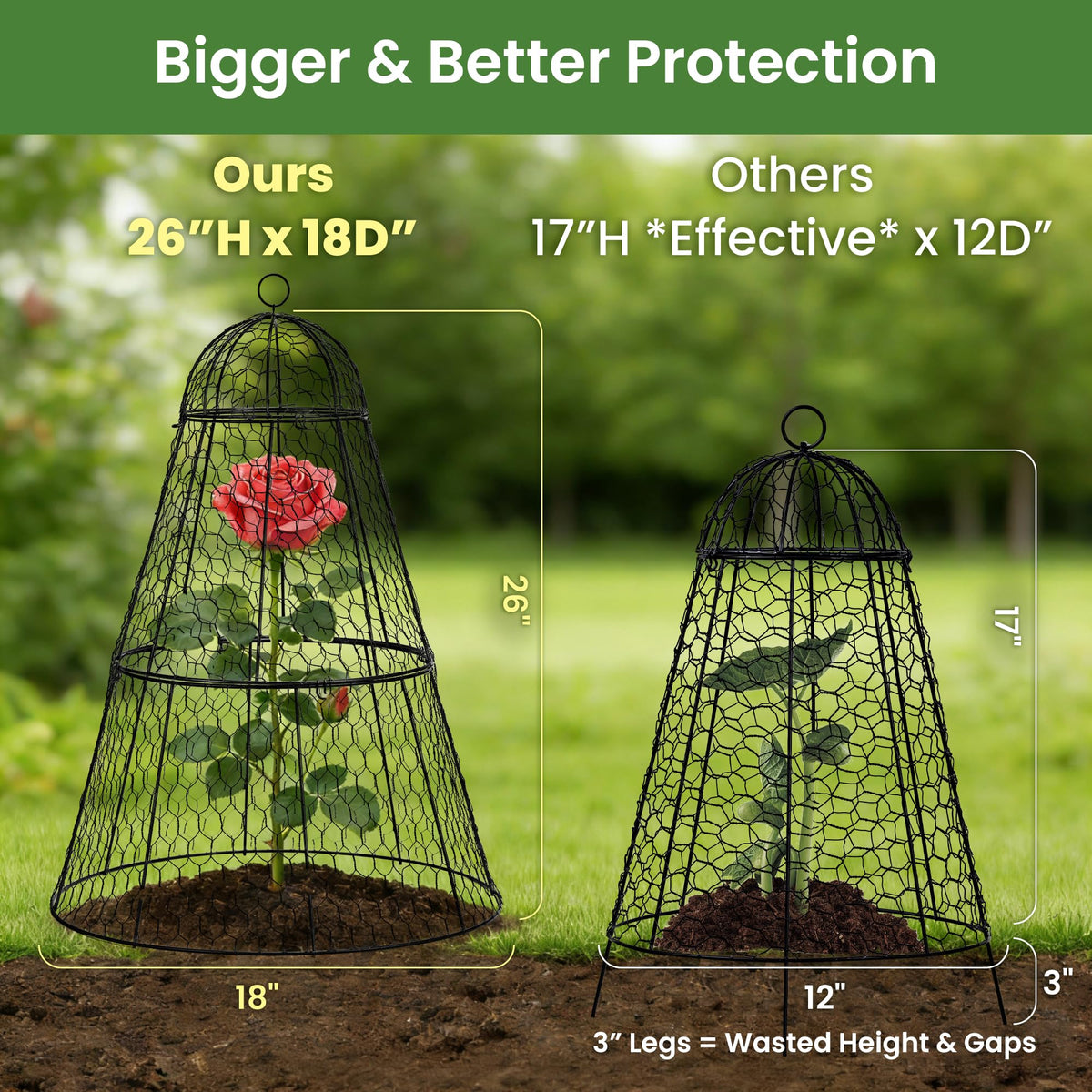 Detachable three-part design offers flexible coverage as plants grow