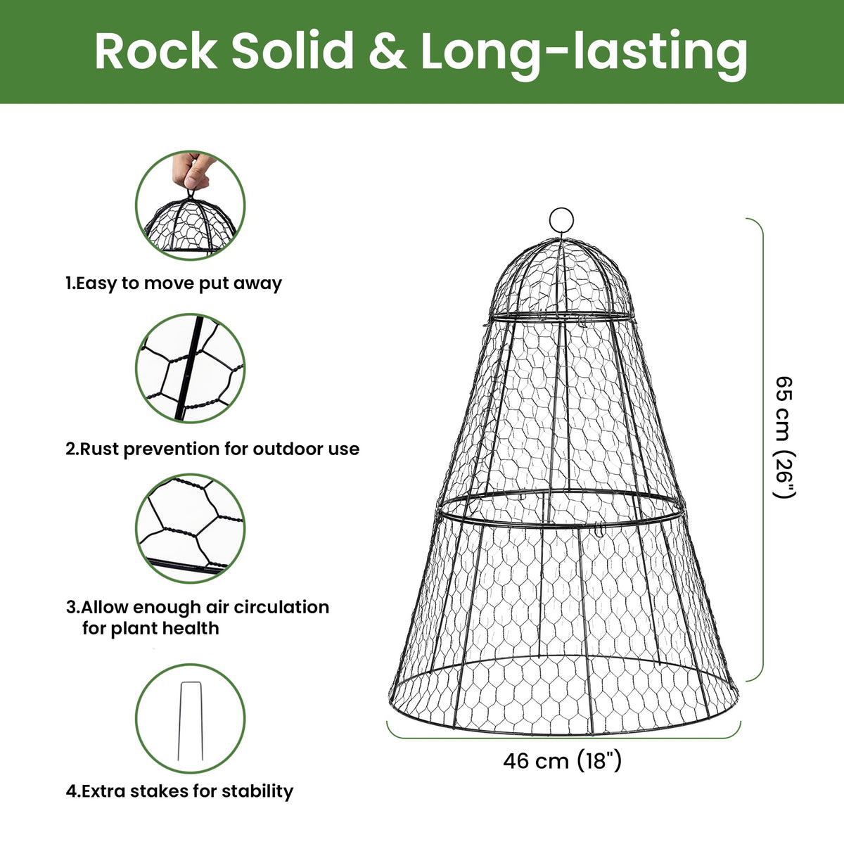 Powder-coated rust-resistant mesh ensures durable protection with breathable airflow