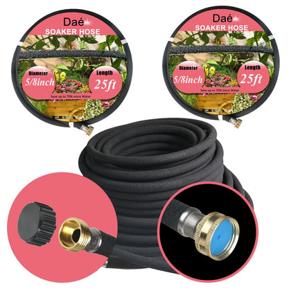 Daé 2Pack rubber soaker hose 25ft delivering even root-zone moisture