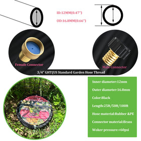 Daé soaker hose on soil surface shows easy flow monitoring.