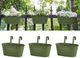 Dahey 10.5 inch metal hanging planter close-up for balcony rail mounting