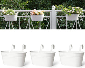 Dahey three-piece 10.5-inch hanging pots on a rail for balcony greenery.