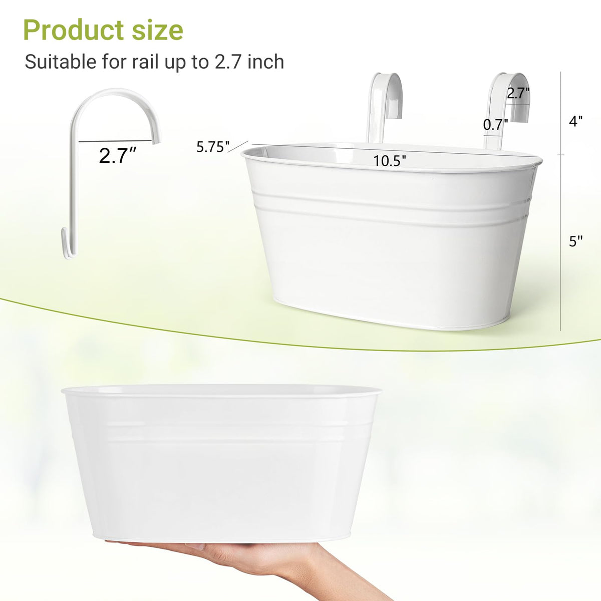 Dahey bucket planter with detachable hooks for versatile outdoor use