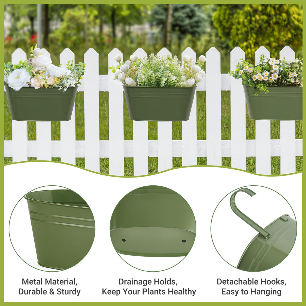 Dahey countryside style outdoor planter adds charm to fences and walls
