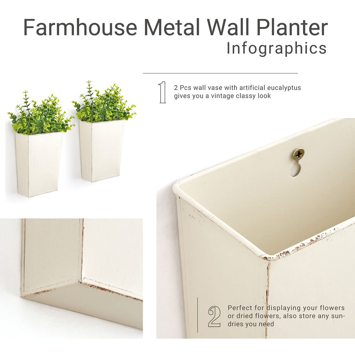 Dahey compact planters measure 8.7 inches tall for versatile placement.