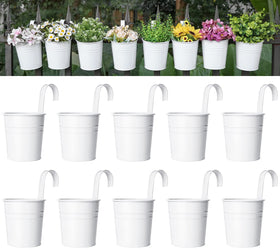 Dahey white hanging planter on railing for compact balcony gardens