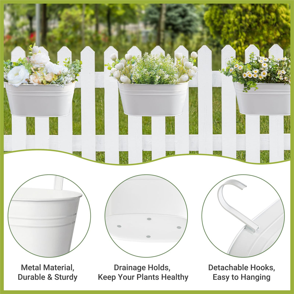 Dahey countryside-style planter brightening outdoor spaces with flowering plants