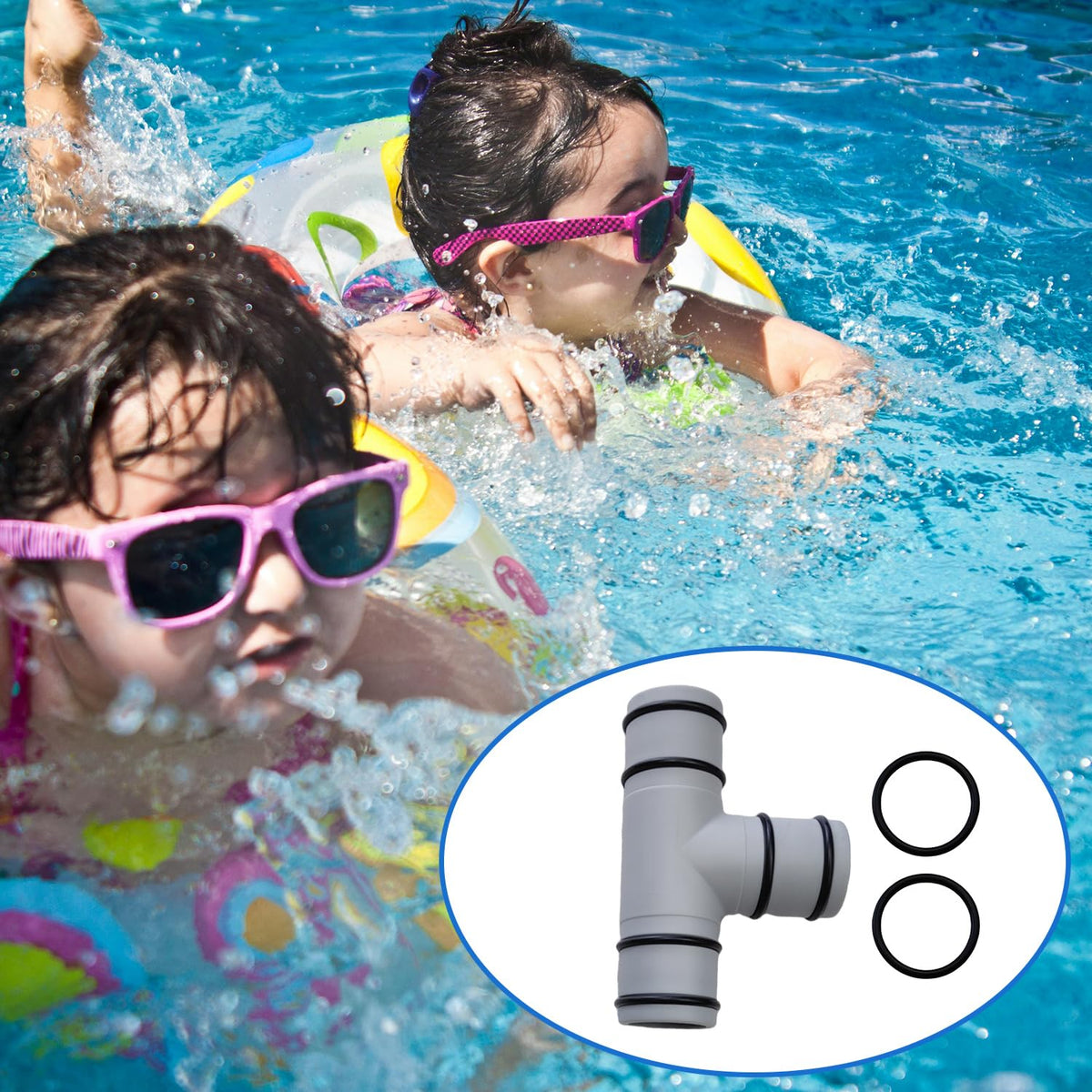 DAILJMON T-fitting pool hose adapter enables versatile 1.25-inch connections.