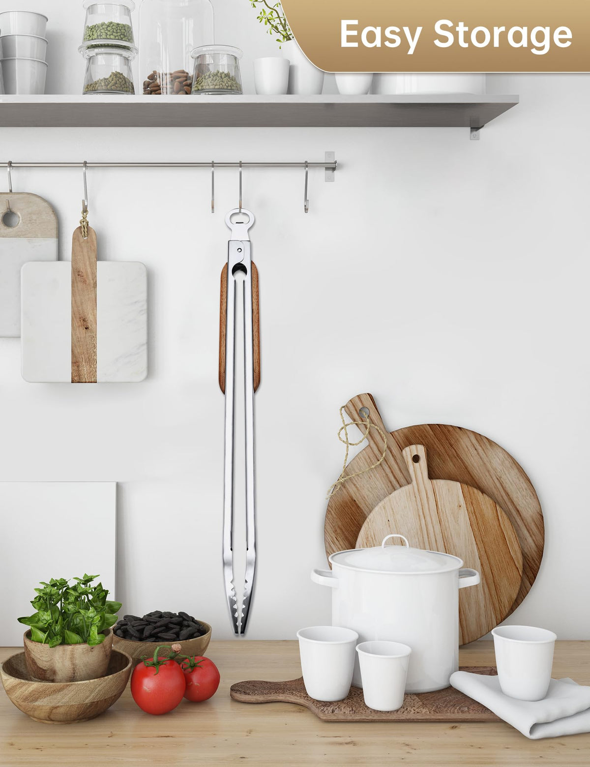 Daily Kisn easy-clean storage tongs for hanging or drawer storage