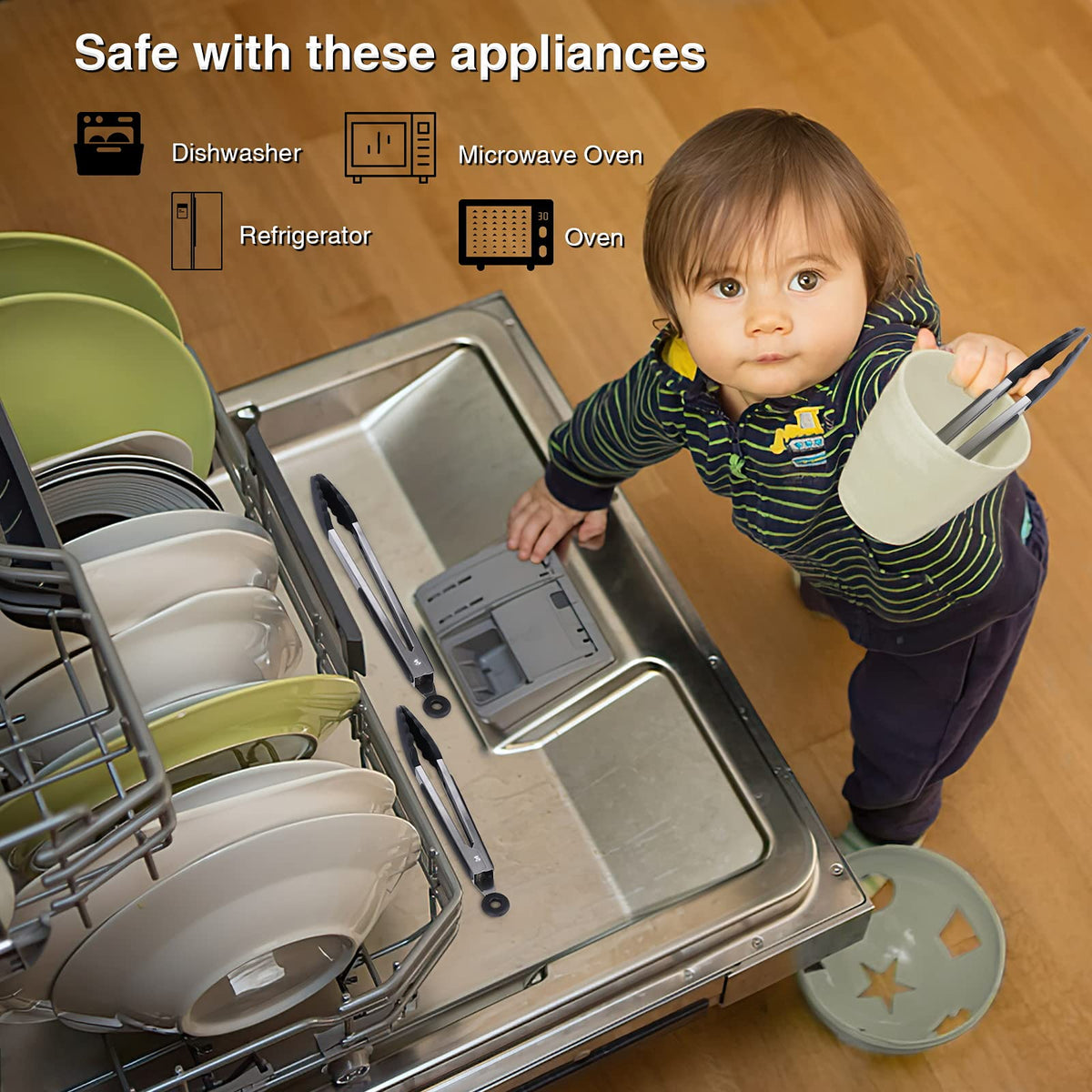 Daily Kisn dishwasher-safe tongs simplify cleanup after cooking.