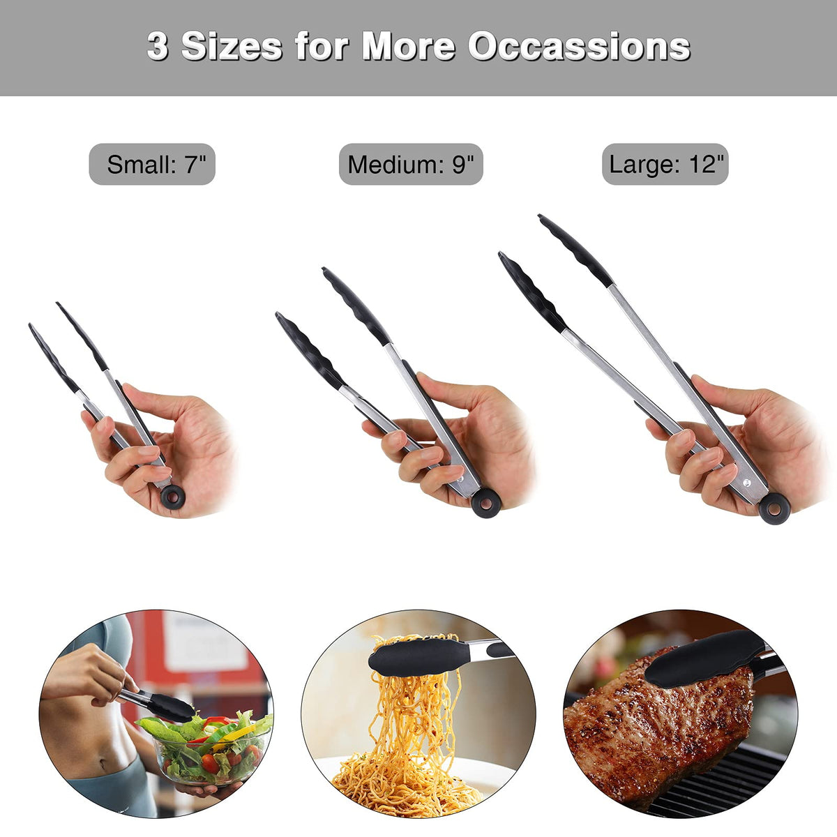 Daily Kisn 9 inch silicone-tip tongs ideal for sautéing delicate ingredients.