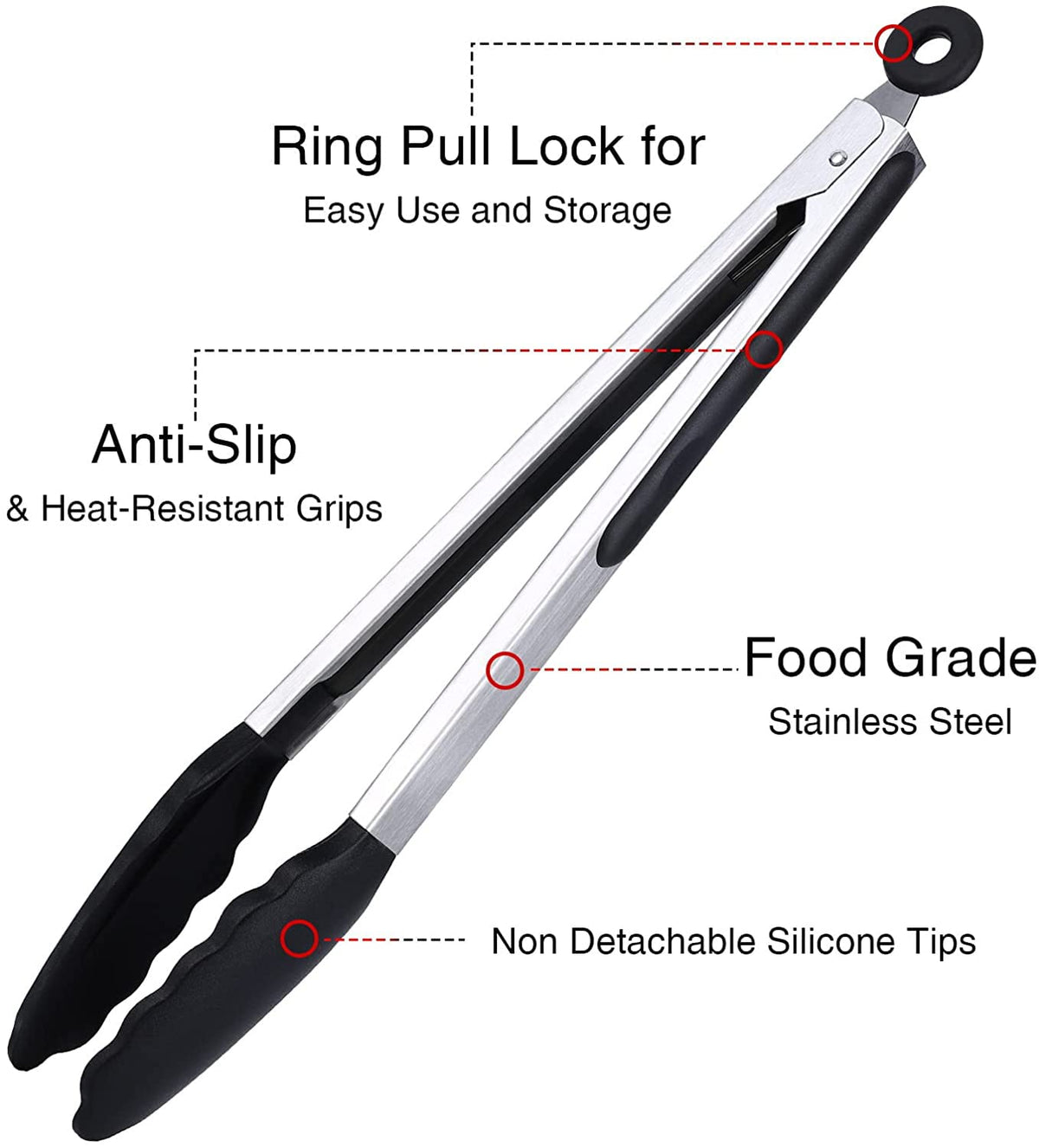 Daily Kisn tongs with embedded silicone tips for durable grip.