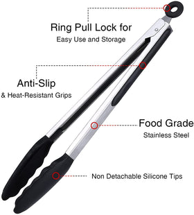 Daily Kisn tongs with embedded silicone tips for durable grip.
