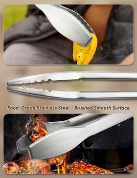 Daily Kisn wooden-handle tongs offering secure grip during grilling